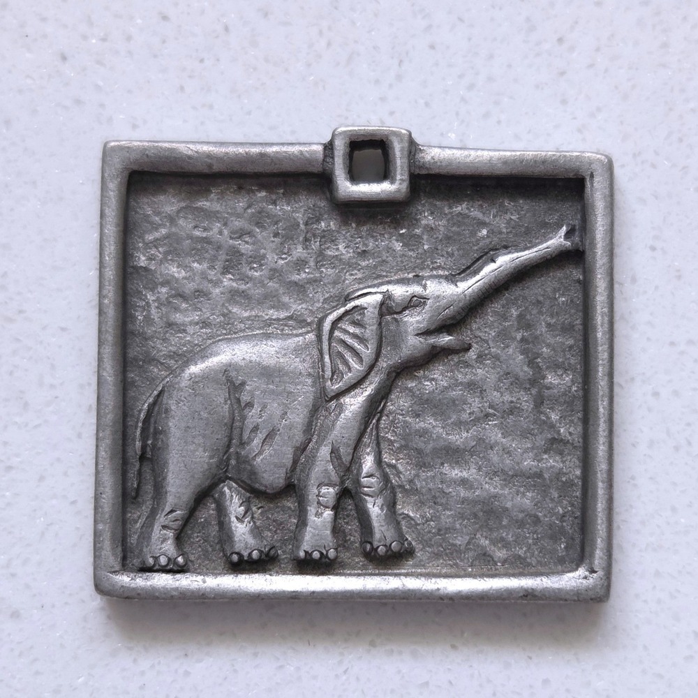 VTG Vilmain Pewter Elephant Pendant Pocket Charm Good Luck Silver Tone Ornament